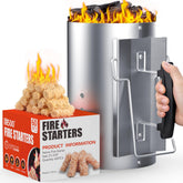 E500 front view of chimney starter showing durable galvanized steel and vents for quick ignition