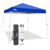 EAGLE PEAK front view of blue canopy showing quick shelter and shade