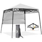 EAGLE PEAK front view of canopy showing instant shade and compact footprint
