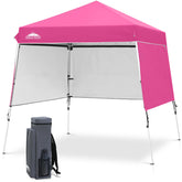 EAGLE PEAK front view of pink canopy showing shade and easy setup benefit