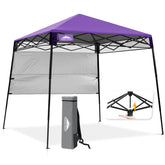 EAGLE PEAK front view purple canopy showing instant shade benefit