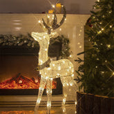 EAMBRITE front view of 48-inch pre-lit reindeer showing festive glow and glitter finish