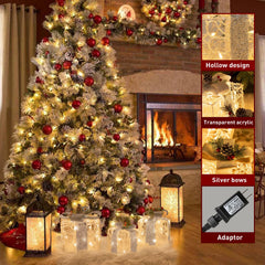 EAMBRITE lit gift boxes on porch at night providing welcoming warm light