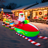 EAONE front view of 12ft Santa sleigh inflatable showing festive impact