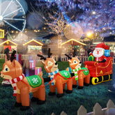 EAONE front view of Santa sleigh inflatable showing festive curb appeal