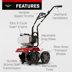 EARTHQUAKE Viper engine close-up displaying 33cc motor and reliable torque benefit
