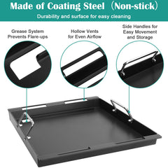 EasiBBQ griddle insert installed near burners for faster searing heat