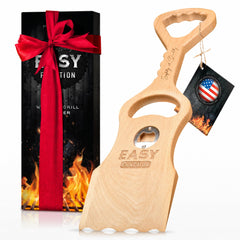 EASY FUNCTION front view of wood grill scraper showing compact, bristle-free design and safe cleaning
