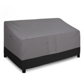 Easy-Going front view of cover on bench showing full protection and weather resistance