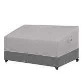 Easy-Going front view of covered sofa showing full protection and modern gray look