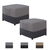 Easy-Going front view of cover protecting ottoman, shows full fit and protection