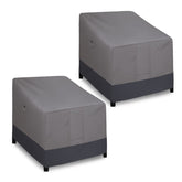 Easy-Going front view of two covers protecting chairs, showing full protection benefit