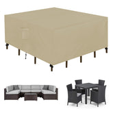 Easy-Going front view of square patio cover protecting furniture and repelling water