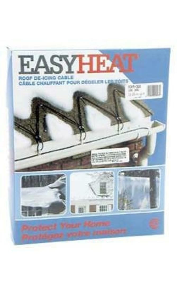 Easy Heat roof and gutter deicer cable front packaging showing product length and wattage benefit