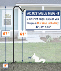 Eazielife shepherds hook fully extended to 76 inches, adjustable height for tall hangables
