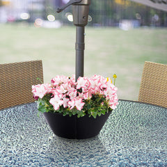 EBaokuup planters installed around umbrella pole on patio table, creates instant centerpiece