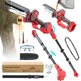 Ecarke front view pole saw showing compact design and balance benefit