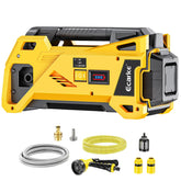 Ecarke front view of cordless pump showing compact design and portability benefits
