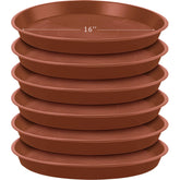 Eccliy front view of 16-inch saucers showing set and terracotta color benefit surface protection