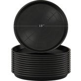 Eccliy front view of 18-inch black saucer showing roomy base for large pots