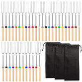 Eccliy front view of full 36-piece roasting sticks set showing organized packed benefits