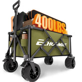 EchoSmile wagon front view showing green frame and storage benefits
