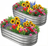Eclaron galvanized oval planter front view showing sturdy construction and clean lines