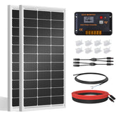 ECO-WORTHY front packaging showing full 200W kit and included parts benefits easy setup