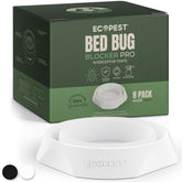 ECOPEST front packaging showing eight white bed bug interceptors and benefits