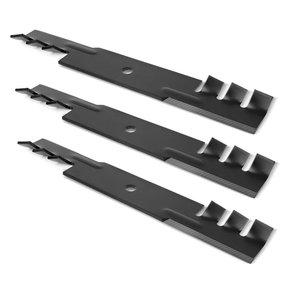 Ecreban front view of three mulching blades showing complete set and fit