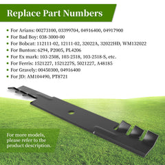 Ecreban blades installed on a 52-inch mower deck showing improved mulching benefit