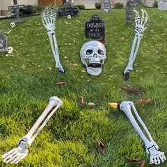 EddHomes front view of packaged skeleton stakes showing ready-to-display convenience