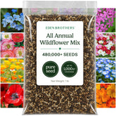 Eden Brothers front pouch showing 1 lb wildflower seed blend benefit easy planting