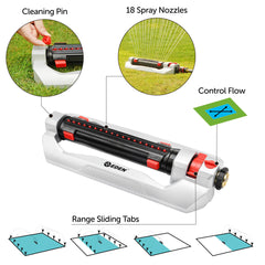 Eden range and width adjustment tabs controls for precise watering customization