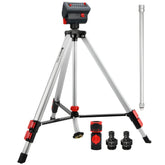 Eden front view tripod sprinkler showing stable metal legs and quick-release clamps