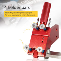 Edicapo blade vise clamped with blade showing secure hold for accurate sharpening benefit
