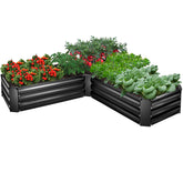 EDOSTORY front view assembled metal raised garden bed showing sturdy structure and space