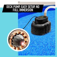 EDOU pump submerged in pool removing water quickly to protect cover benefit