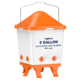 Eggluuz front view five gallon waterer showing stable base and capacity benefit