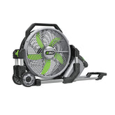 EGO Power+ FN1800 front angle showing fan head and protective grille for powerful cooling