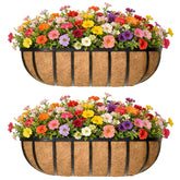 EIMQUVW front view of 30-inch metal railing planter showing clean design and capacity