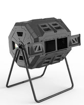 EJWOX front view assembled composter showing dual-chamber design and durable frame benefit