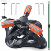 ElectricWise rotating head front view showing even lawn coverage benefit