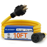 ELEGRP front view showing locking NEMA L14-30 ends and secure connection benefit