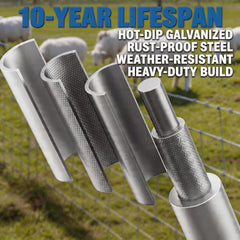 EliteEdge zinc-coated wire detail showing heavy corrosion resistance to extend fence life