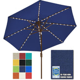 EliteShade front view navy umbrella showing full canopy and commercial-grade look