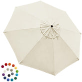 EliteShade front view of natural 9ft canopy showing full coverage and clean look