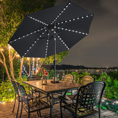 EliteShade rib-mounted LED lights detail showing bright evening illumination