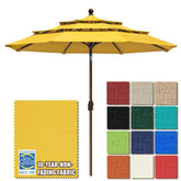 EliteShade front view of Sunflower Yellow umbrella showing full canopy and bright shade benefit