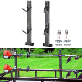 ELITEWILL front view of two-place trimmer rack showing organized storage and security